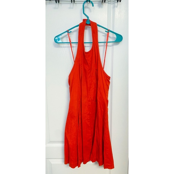 Jessica Simpson Orange Red Halter Skater Dress Sz4